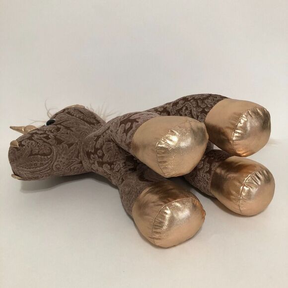 Dan Dee Rose Gold Unicorn Champagne Damask Plush 18” Stuffed Animal Toy Velvet - Picture 7 of 12